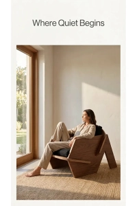 BIRD Ahşap Ceviz Berjer, Krem Keten Kumaş Tekli Koltuk, Doğal Ahşap Kanepe